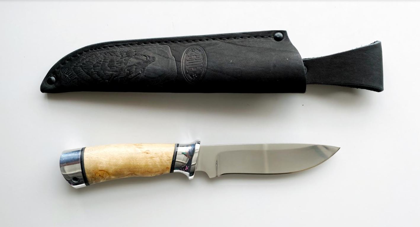Нож Н29, ст.ЭИ-107, дюраль, карельская береза