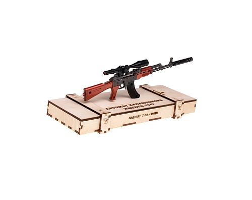 Сувенирное оружие макет АК-47 в ящике, 30 см