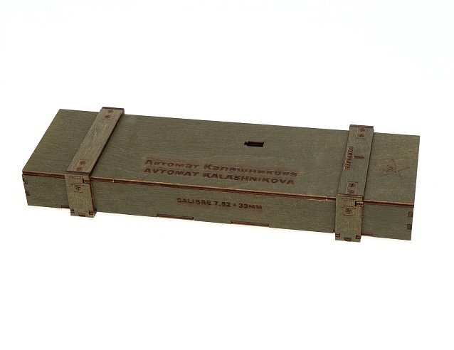 Сувенирное оружие макет АК-47 в ящике хаки, 30 см. Фото № 9