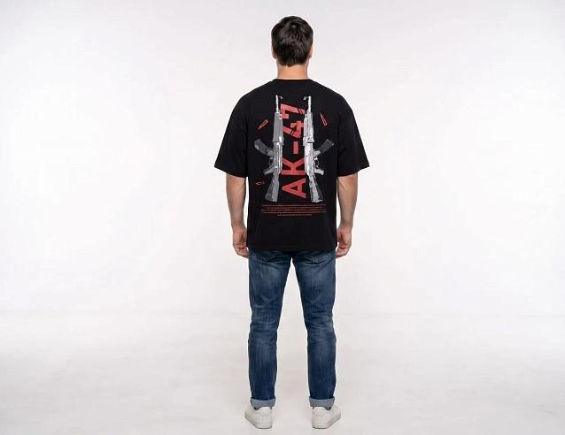 Футболка Oversize Premium черная "Два автомата" (50-52\XL). Фото № 2